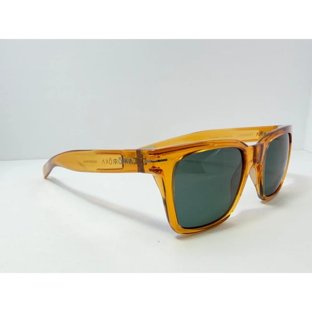 RŌKA Lockhart E7538 0451 Sunglasses Women's Amber Square Polarized Green Lenses